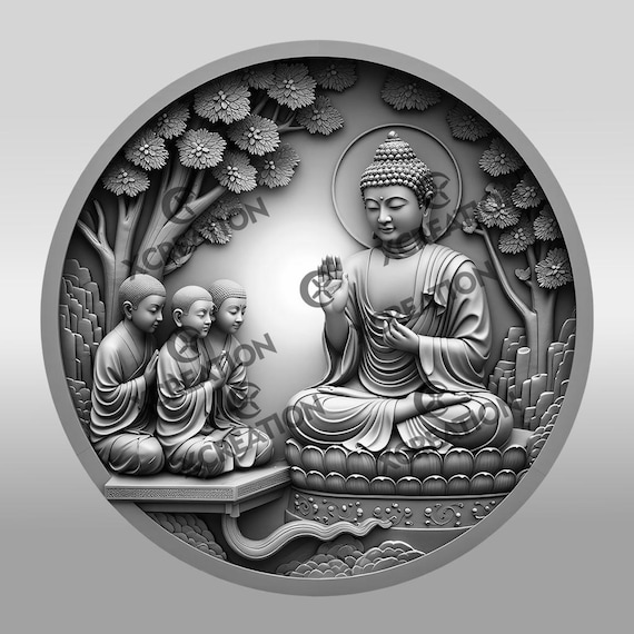 Buddha 3D Illusion Laser Engraving File, Spiritual Wall Art