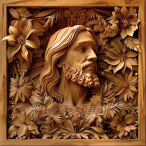 3D Illusion Jesus Laser Design, Laser Engraving PNG File for Glowforge and Lightburn