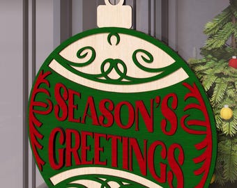Porta-cartaz de Natal SVG, saudações da temporada, placa multicamadas, decoração de feriado, arquivos digitais para download para Cricut