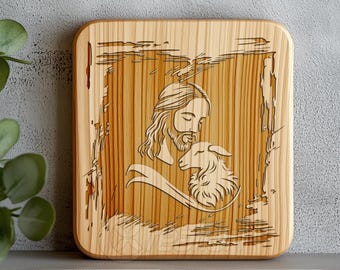 Jesus Holding Lamb Christian SVG, Religious Digital Vector Art for Cricut