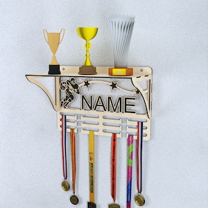 Personalized Football Medal Display, Trophy Shelf Laser Design, Sports Award Holder for Athlete, Unique Gift for Boys, Digital Download