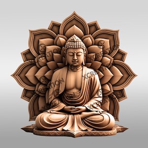 Buddha 3D Illusion Laser Engraving File for Meditation Decor, Zen Art Design for Laser Engraver Projects, Spiritual Home Wall Decor #003