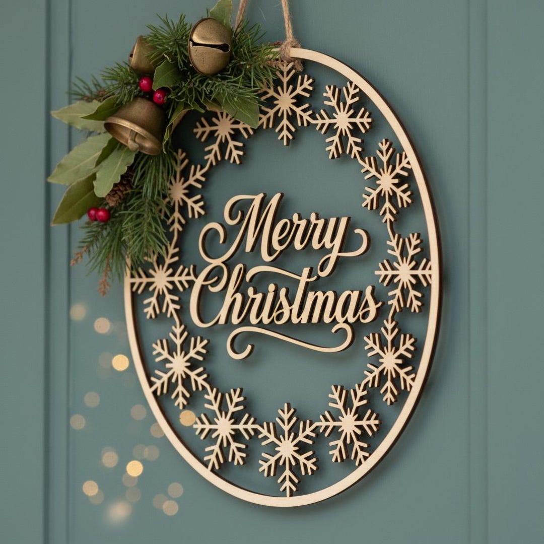 Christmas Door Hanger SVG Laser Cut File Merry Christmas Sign in a ...