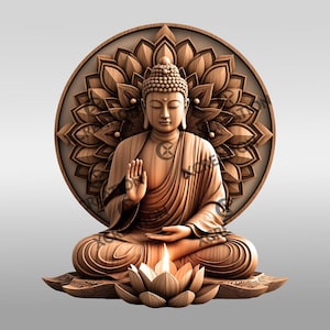 Buddha 3D Illusion Laser Gravierdatei, Heiliges Feuer Wand Kunst Design, Zen Wohnkultur Digitaler Download für Gravurprojekte #020