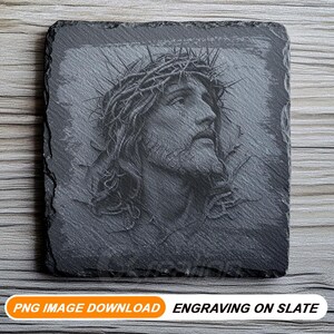 3d Illusion Laser Engraving File Jesus With Crown Of Thorns Christian Art For Slate