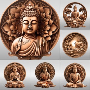 Buddha 3D Illusion Laser Engraving File Bundle, Spiritual Buddha and Lotus Art, Zen Home Decor, Digital Download for Engraving Projects #005