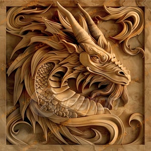 3D Illusion PNG Dragon Laser Engraving File, High Resolution Laser Ready Art for Lightburn Glowforge