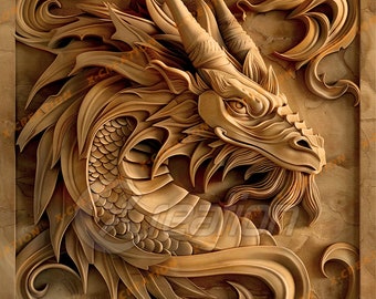 3D-illusie PNG Dragon-lasergravurebestand, hoge resolutie laserklare kunst voor Lightburn Glowforge
