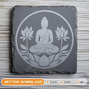 Buddha Meditation and Lotus SVG, for laser engraving, for cricut, buddha Clipart Digital Vector Files, svg, ai, dxf #008