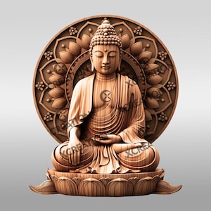 Buddha 3D Illusion Laser Engraving File, Gentle Smiling Buddha Design, Spiritual Home Decor, Zen Meditation Art Digital Download #026