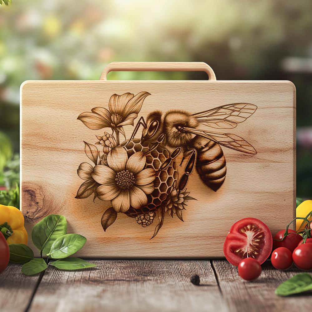 デコパージュꔛ‬ꕤインテリア雑貨♡ウエルカムボード♡フラワーフェアリー♡リメイク Charcuterie Board Laser Engraving File, Bee Flower 3D Illusion
