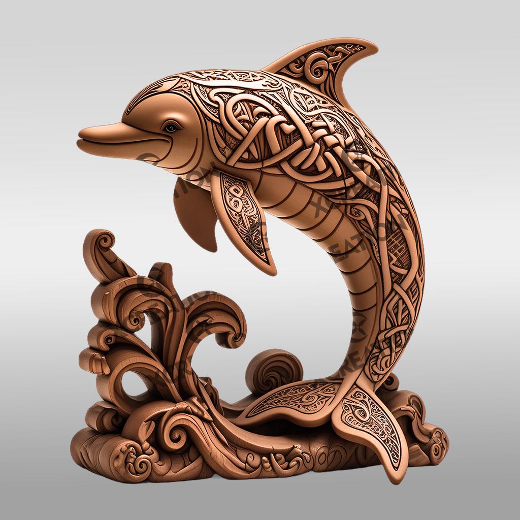 3D Illusion Laser Engraving File, Modern Dolphin Art for Unique
