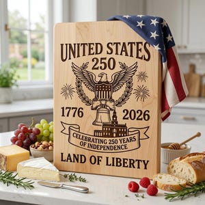 America 250 SVG, patriotisk laserfil för gravyr, amerikanska kulturarvsdesigner för skärbrädor, minneskonst för självständighetsdagen bild 4