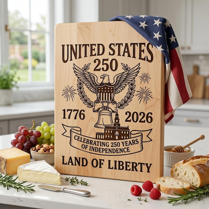 America 250 SVG, patriotisk laserfil för gravyr, amerikanska kulturarvsdesigner för skärbrädor, minneskonst för självständighetsdagen bild 4