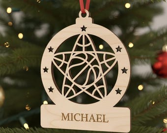Basketball Ornament SVG, Christmas Laser Cut File, Personalized Custom Name Sports Ornament for Basketball Lovers and Teams