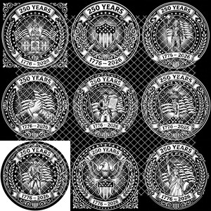 Usa 250 Anniversary Engraving File, Patriotic Laser Designs For Slate Coasters, 10 Historical Emblem Art Bundle image 9