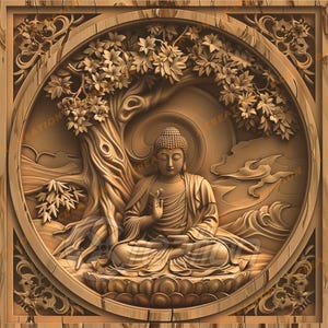 3D illusion Laser Engraving File | High Resolution PNG File Download | Design for Lightburn, Glowforge and other Engravers | Buddha #005