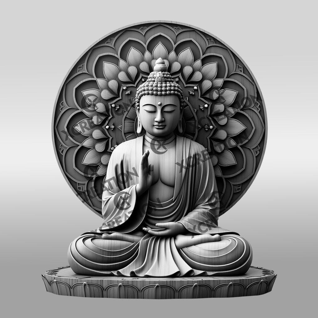 Buddha 3D Illusion Laser Engraving File Spiritual Art for Zen