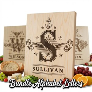 Vintage Monogram SVG Bundle 251 Engraving Designs for Family Name Charcuterie Boards, Ornate Scrollwork Patterns