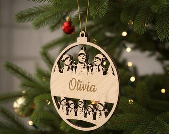 Personalized Snowman Family Ornament SVG, Christmas Laser Cut File for Holiday Crafts