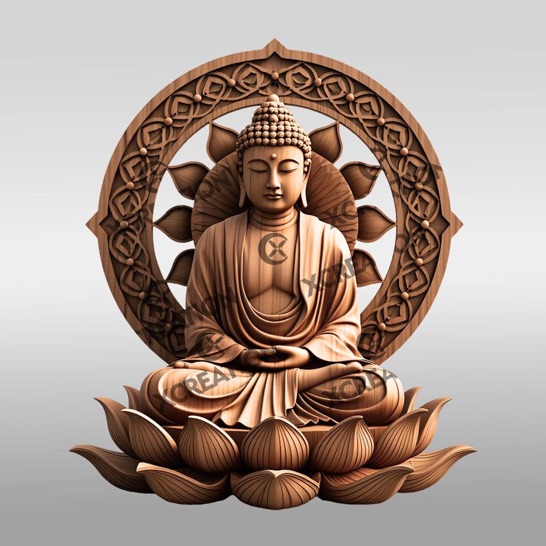 Papiers peints statue de Bouddha 3D | Papiers peints fleur de lotus