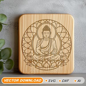 Buddha Meditation and Lotus SVG, for laser engraving, for cricut, buddha Clipart Digital Vector Files, svg, ai, dxf #010