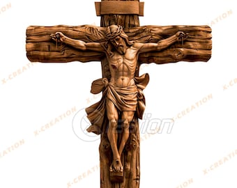 Archivo de grabado láser de ilusión 3D / Descarga de archivos PNG HQ / Diseño para Lightburn, Glowforge y otros grabadores / Jesús en la cruz #007