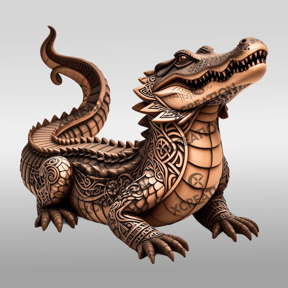 ワニ3Dイリュージョンレーザー彫刻ファイル、クラフト用動物レーザー