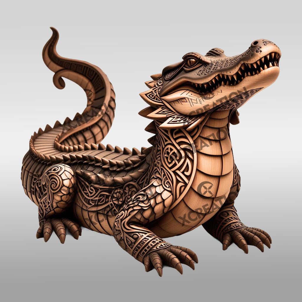 ワニ3Dイリュージョンレーザー彫刻ファイル、クラフト用動物レーザー