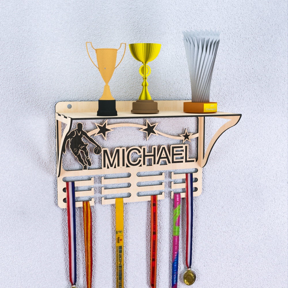 Basketball Medal Display Wall Rack Award Holder Basketball Medal ...