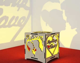 Candle Holder Valentine’s Day Gift Laser Cut Tea light Lantern Lamp Digital Download SVG, DXF, AI