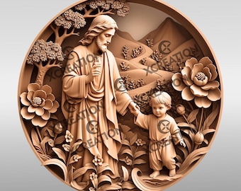 Jesus 3D Illusion Laser Engraving File, Christian Wall Art, Religious Home Decor Digital Design