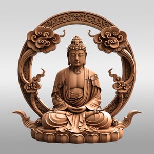 Buddha 3D Illusion Laser Engraving File, Enlightened Buddha Art Design for Home Decor, Digital Buddhist Wall Art Download #004
