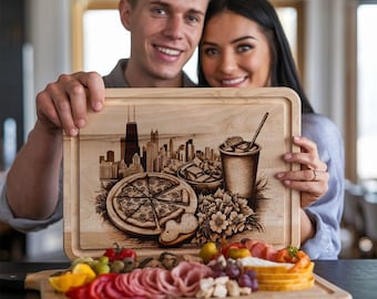 File per incisione laser di taglieri di salumi, decorazioni per Chicago Pizza Kitchen, design inciso di taglieri di formaggi Willis Tower