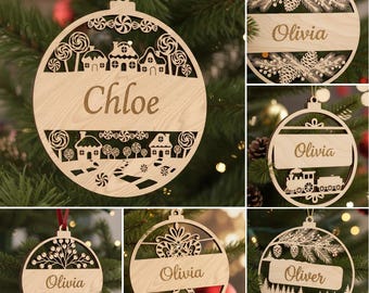 Laser Cut Christmas Ornament SVG Bundle, Personalized Designs, Set of 6 Laser Cut Files for Holiday Decor