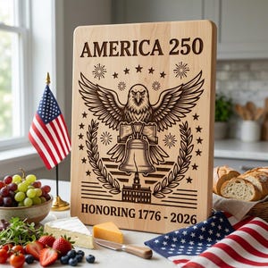 America 250 SVG, patriotisk laserfil för gravyr, amerikanska kulturarvsdesigner för skärbrädor, minneskonst för självständighetsdagen bild 8