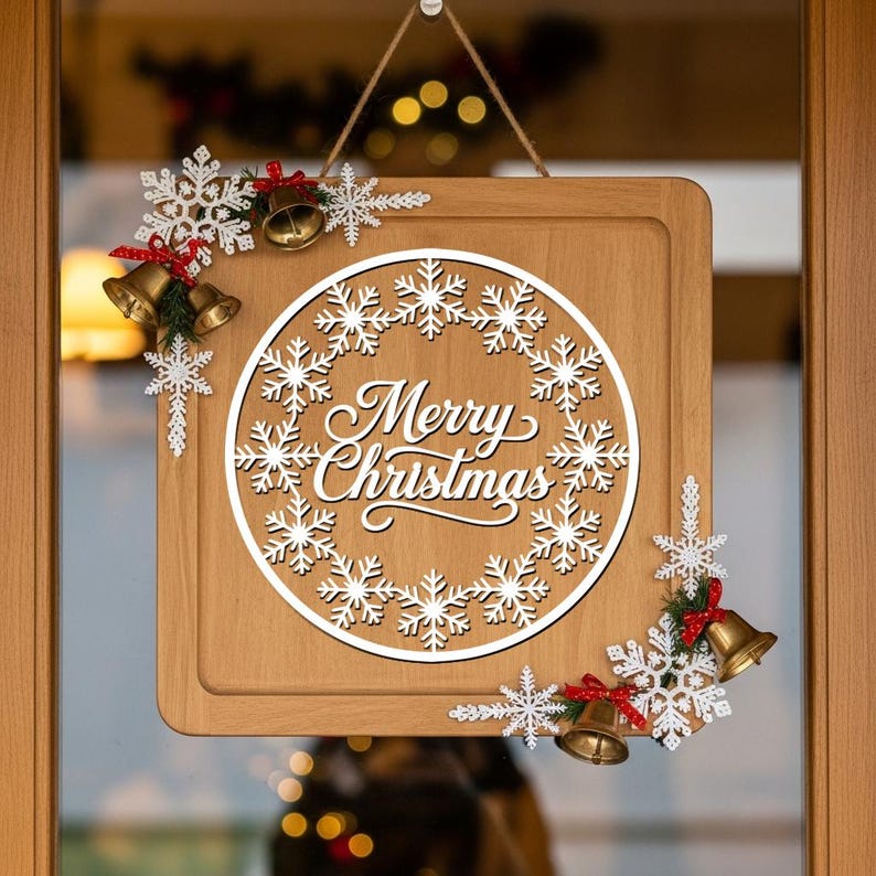 Christmas Door Hanger SVG Laser Cut File Merry Christmas Sign in a ...