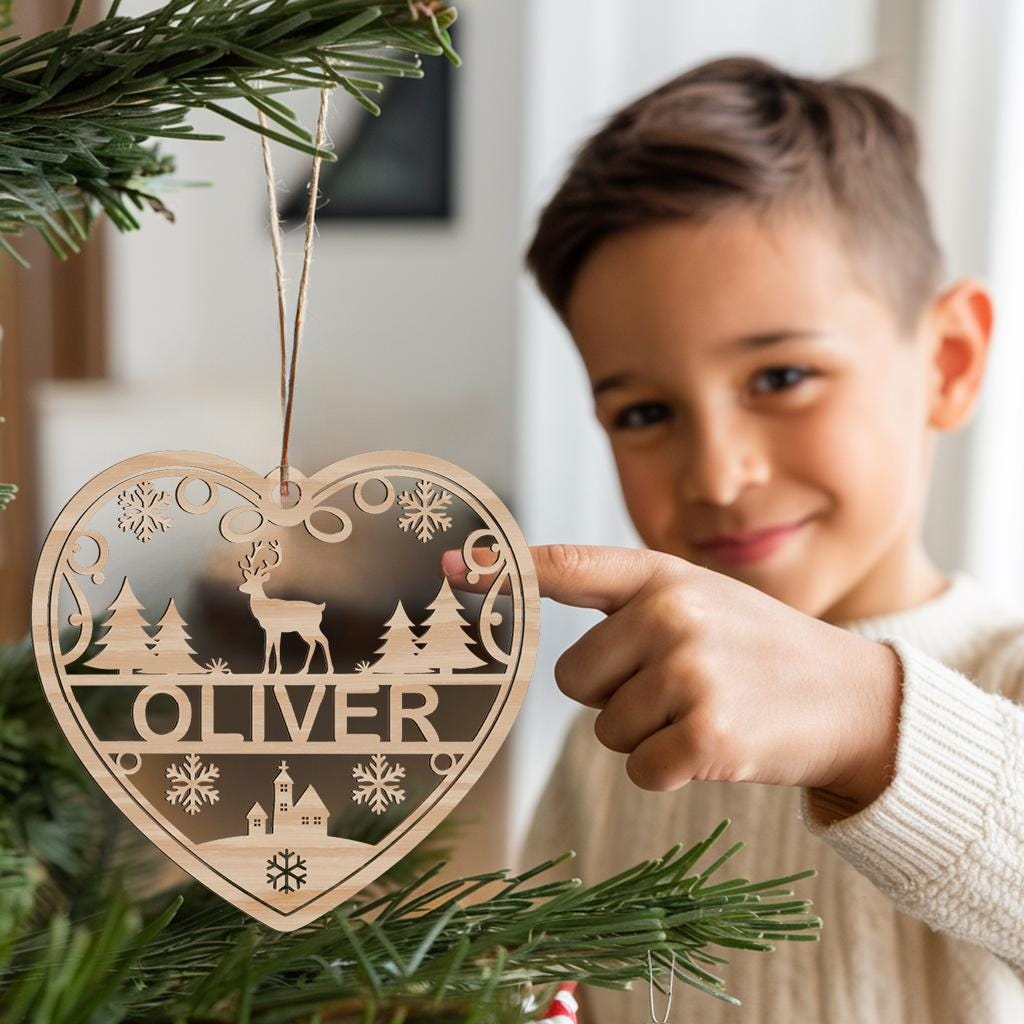 Personalzed Wood Ornament. Chrstmas, Holday Gft. 1/8" Thck, Laser
