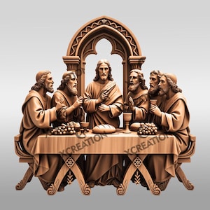 Jesus 3D Illusion Laser Engraving File, The Last Supper Grayscale Art, Digital Download for Wood Engraving, Christian Home Decor #010