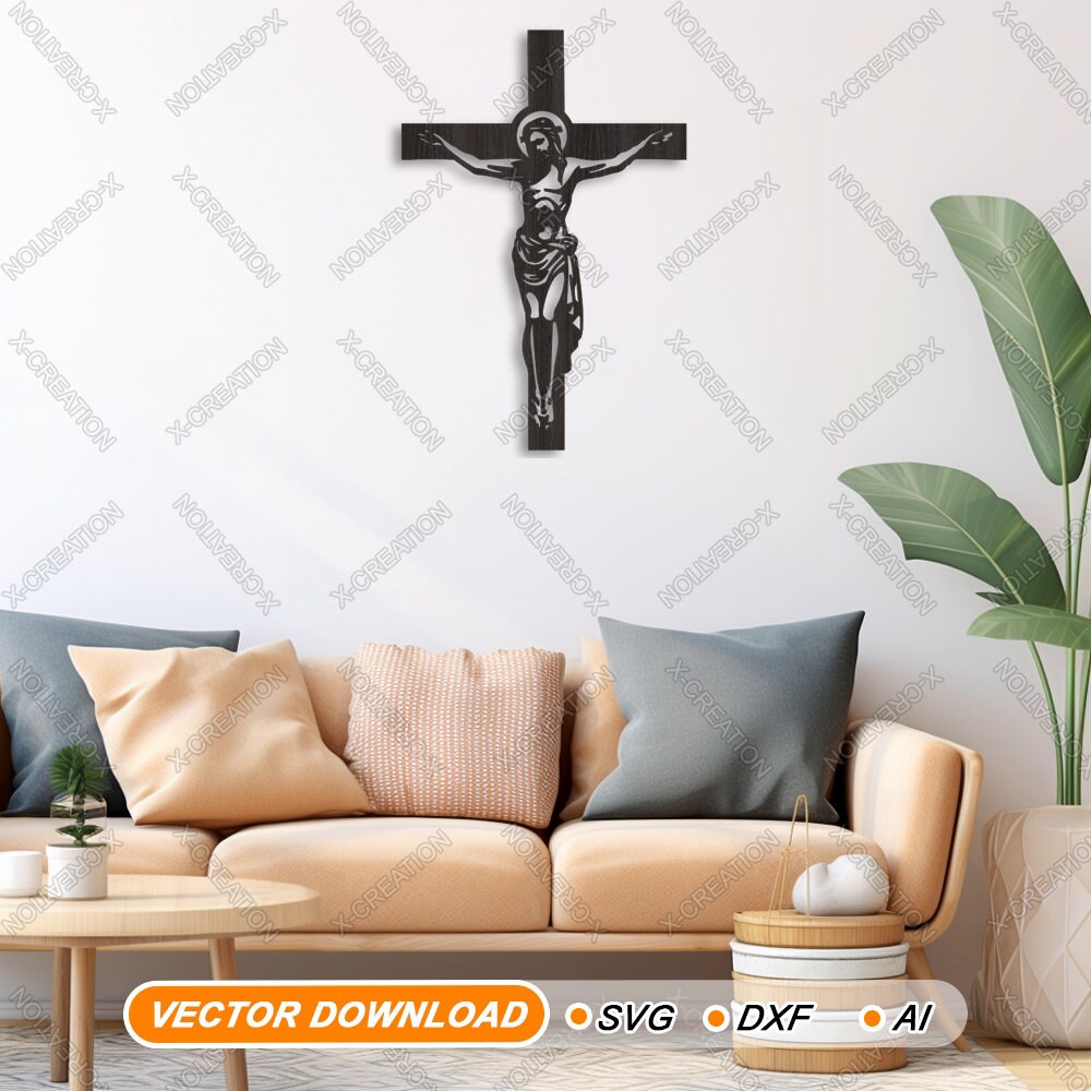 Jesus on the Cross Laser Cut File Christian Wall Art, Wall Hanging ...