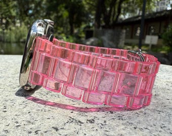 Pink Transparent Acrylic Apple Watch Band Bracelet Series 10/9/8/7/6/5/4/3/2/1 SE 38 40 41 42 44 45 46 49mm Gifts Her Mom Birthday