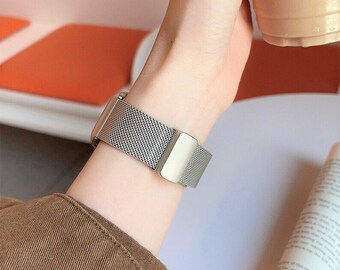 Milanese Apple Watch Strap Magnetic Clasp Loop Band Starlight Silver Rose Gold 49mm 45mm 44mm 42mm 41mm 40mm 38mm Bracelet Jewelry Watch