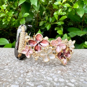 Höstblommor Blommig elegans Apple Watch-armband 38 40 42 44 41 45 46 49 mm Metallarmband iWatch för serie 11 10 9 8 7 6 5 4 3 2 1 SE Gåvor