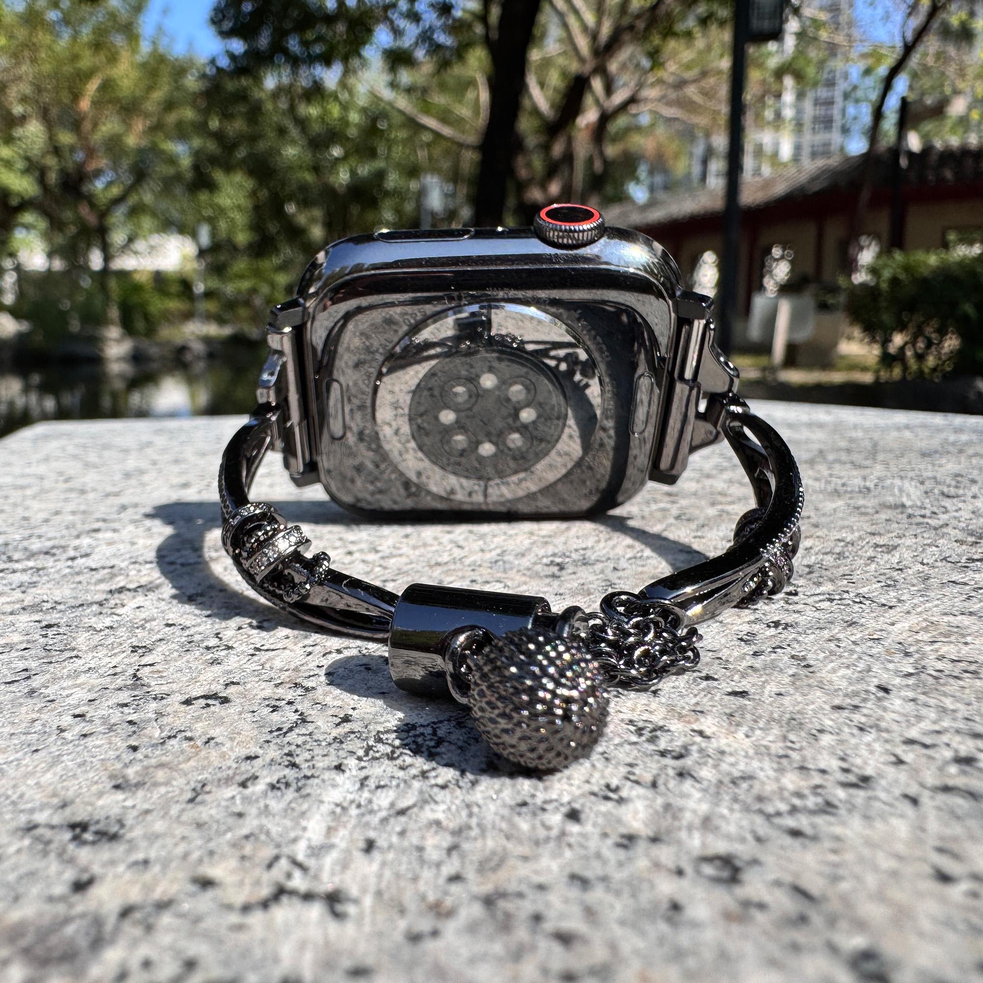 Black Bling Apple Watch Band Diamond Charms Bracelet Series 