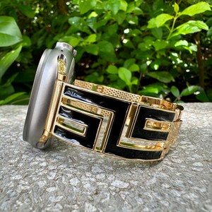 Gyllene onyx geometriskt Apple Watch-armband 38 40 42 44 41 45 46 49 mm armband rostfritt metallarmband iWatch för serie 10 9 8 7 6 5 4 3 2 1 SE