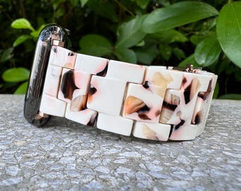 Ivory Tortoise Resin Elegant Apple Watch Band Bracelet Strap Series 11/10/9/8/7/6/5/4/3/2/1 SE 38 40 41 42 44 45 46 49mm Gifts Her Birthday