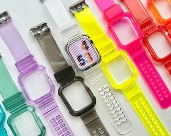 Transparent Apple Watch Case Band 49mm 45mm 44mm 42mm 41mm 40mm 38mm iwatch band iWatch 9, 8, 7, 6, 5, 4, 3, 2, 1 SE Shock Resistant