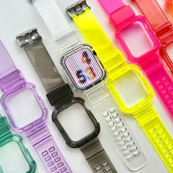 Bracelet transparent pour Apple Watch 49 mm 45 mm 44 mm 42 mm 41 mm 40 mm 38 mm Bracelet iwatch iWatch 9, 8, 7, 6, 5, 4, 3, 2, 1 SE résistant aux chocs