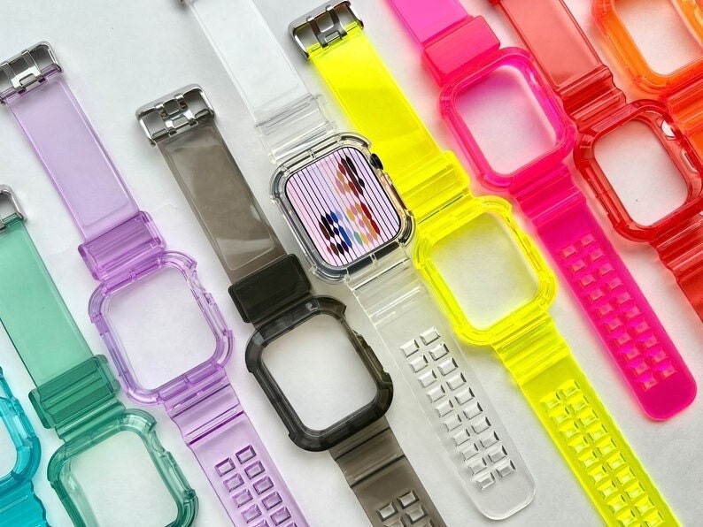 Transparent Apple Watch Case Band 49mm 45mm 44mm 42mm 41mm 40mm 38mm iwatch band iWatch 9, 8, 7, 6, 5, 4, 3, 2, 1 SE Shock Resistant zdjęcie 1