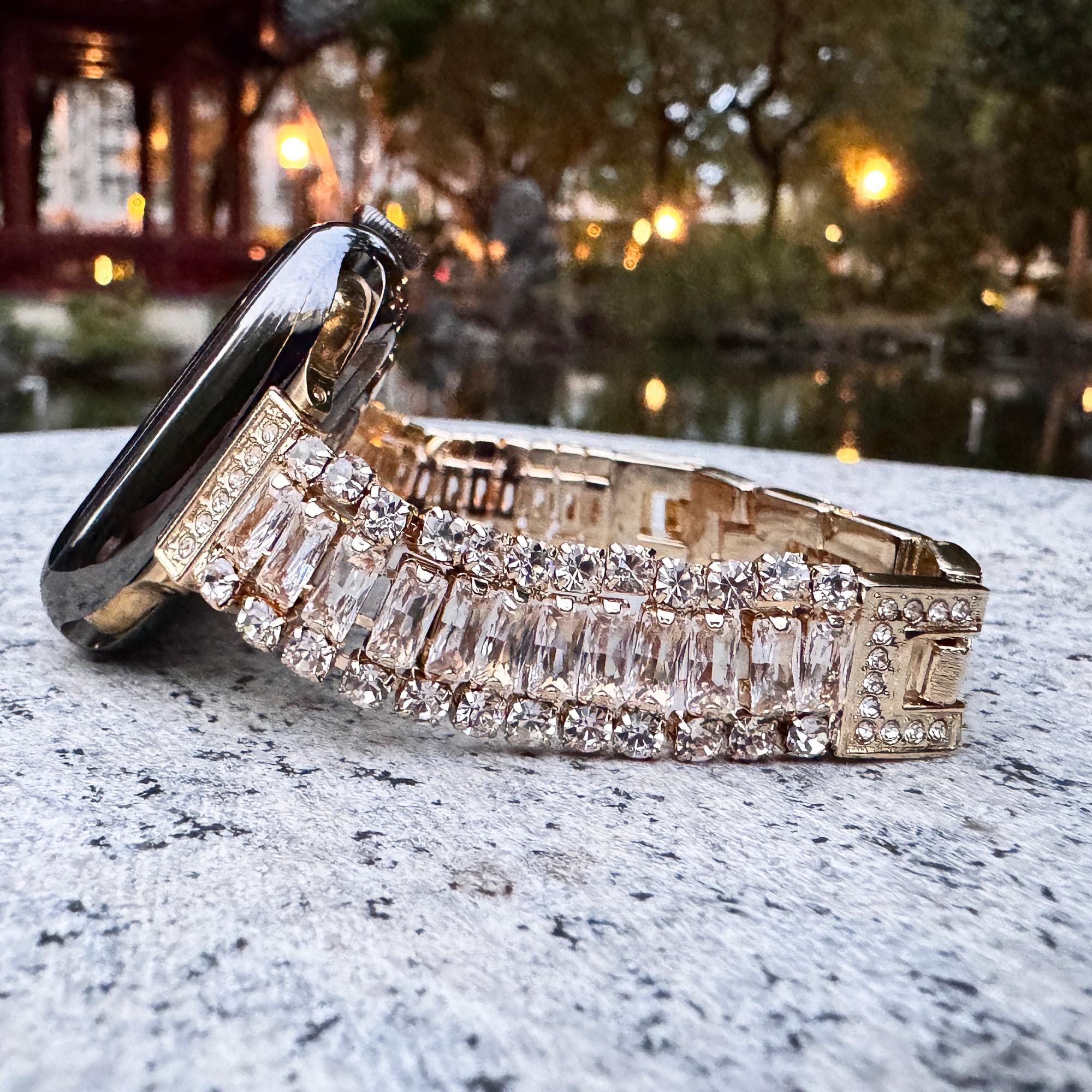 Golden Sparkle Bling Diamonds Apple Watch Band Series  display picture 2
